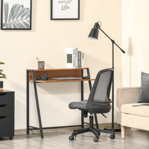 HOMCOM Secretária Mesa de Computador 84x45x85cm com Bancada de Madeira e Pés de Metal Estilo Moderno para Escritório Estúdio Dormitório Carga Máxima 20kg Nogueira e Preto HOMCOM Secretária Mesa de Computador 84x45x85cm com Bancada de Madeira e Pés de Metal Estilo Moderno para Escritório Estúdio Dormitório Carga Máxima 20kg Nogueira e Preto