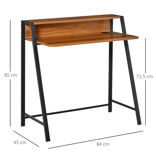 HOMCOM Secretária Mesa de Computador 84x45x85cm com Bancada de Madeira e Pés de Metal Estilo Moderno para Escritório Estúdio Dormitório Carga Máxima 20kg Nogueira e Preto HOMCOM Secretária Mesa de Computador 84x45x85cm com Bancada de Madeira e Pés de Metal Estilo Moderno para Escritório Estúdio Dormitório Carga Máxima 20kg Nogueira e Preto