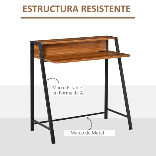 HOMCOM Secretária Mesa de Computador 84x45x85cm com Bancada de Madeira e Pés de Metal Estilo Moderno para Escritório Estúdio Dormitório Carga Máxima 20kg Nogueira e Preto HOMCOM Secretária Mesa de Computador 84x45x85cm com Bancada de Madeira e Pés de Metal Estilo Moderno para Escritório Estúdio Dormitório Carga Máxima 20kg Nogueira e Preto