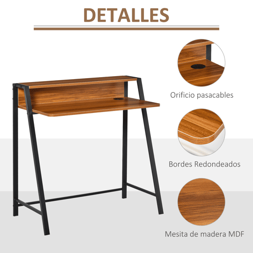 HOMCOM Secretária Mesa de Computador 84x45x85cm com Bancada de Madeira e Pés de Metal Estilo Moderno para Escritório Estúdio Dormitório Carga Máxima 20kg Nogueira e Preto HOMCOM Secretária Mesa de Computador 84x45x85cm com Bancada de Madeira e Pés de Metal Estilo Moderno para Escritório Estúdio Dormitório Carga Máxima 20kg Nogueira e Preto