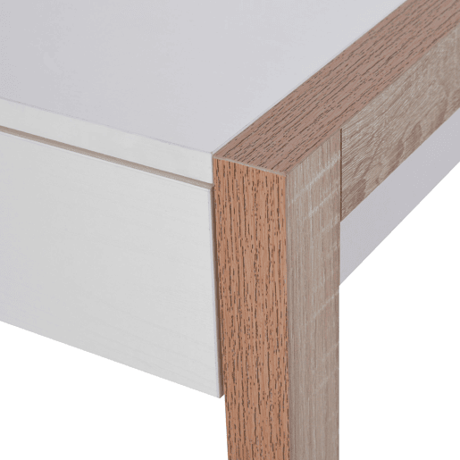 HOMCOM Secretária para escritorio estudo Design moderno com tampo de vidro temperado Gaveta Combinação de estilos 120x60x75 cm branco