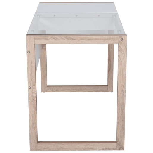 HOMCOM Secretária para escritorio estudo Design moderno com tampo de vidro temperado Gaveta Combinação de estilos 120x60x75 cm branco