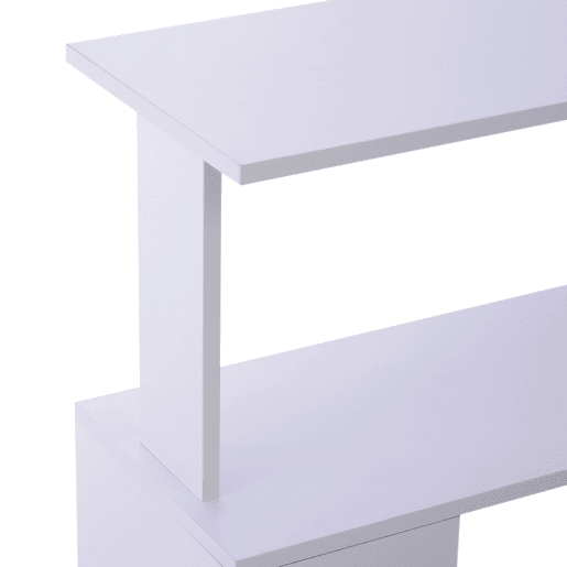 HOMCOM Secretária para Computador Mesa de Canto Rotação 360° Multiformes para Casa, Escola e Escritório 5 Prateleiras Estante Branca