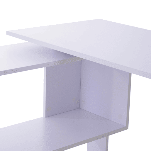 HOMCOM Secretária para Computador Mesa de Canto Rotação 360° Multiformes para Casa, Escola e Escritório 5 Prateleiras Estante Branca