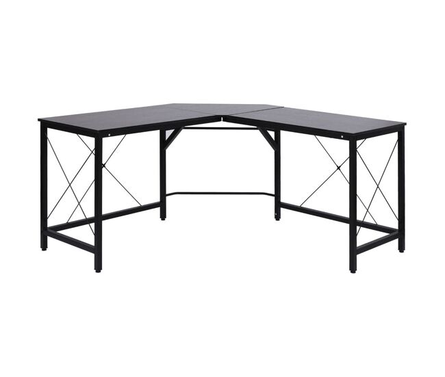Homcom escritorio en forma de l escritorio esquinero moderno con marco de acero carga 70 kg para oficina hogar estudio 150x150x76 cm negro
