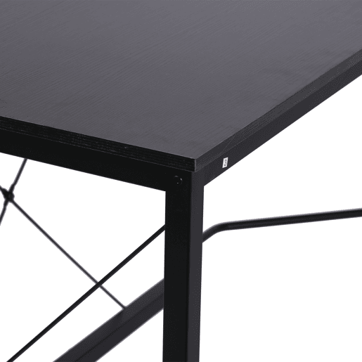 HOMCOM Secretária em Forma de L Secretária para Escritório com Estrutura de Metal Carga 70 kg Secretária de Canto para Escritório Estúdio 150x150x76 cm Preto