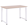 HOMCOM Secretária Moderna Mesa de Estudo com Estrutura de Aço e Pés Ajustáveis Mesa de Computador para Escritório Casa 120x60x76 cm Branco e Madeira