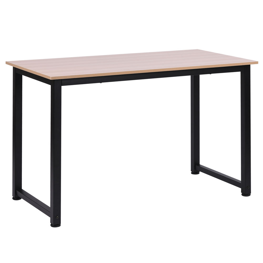 Homcom mesa de escritorio moderna mesa de estudio con marco de acero y pies ajustables mesa de ordenador para oficina hogar 120x60x76 cm negro