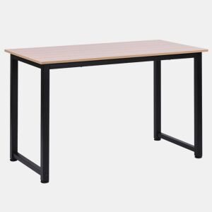 HOMCOM Secretária Moderna Mesa de Estudo com Estrutura de Aço e Pés Ajustáveis Mesa de Computador para Escritório Casa 120x60x76 cm Madeira e Preto