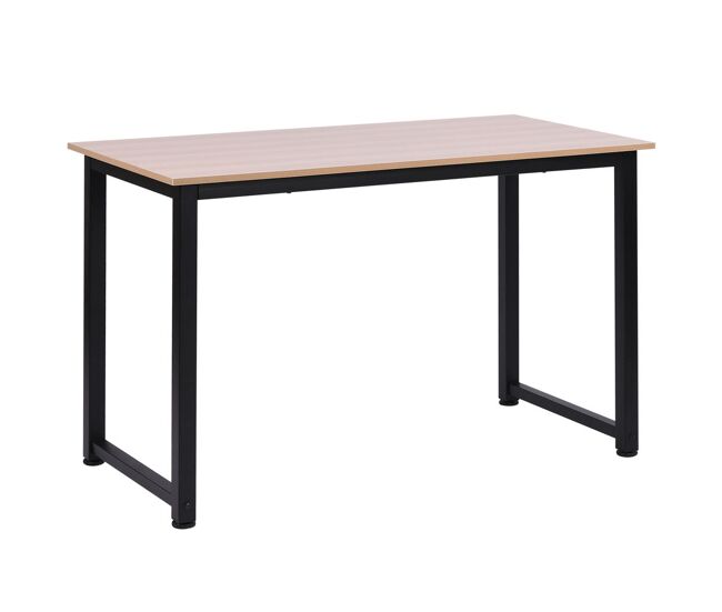 Homcom mesa de escritorio moderna mesa de estudio con marco de acero y pies ajustables mesa de ordenador para oficina hogar 120x60x76 cm negro