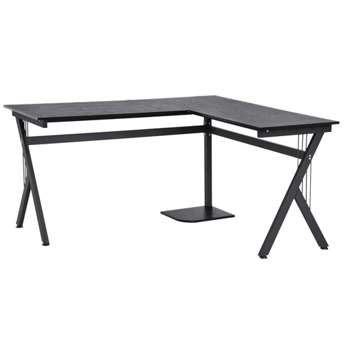 Secretária de PC Computador tipo Secretária para Gabinete - Cor: Preto - MDF E1 e Ferro Revestido a Pó - 155 x 130 x 76 cm Secretária de PC Computador tipo Secretária para Gabinete - Cor: Preto - MDF E1 e Ferro Revestido a Pó - 155 x 130 x 76 cm
