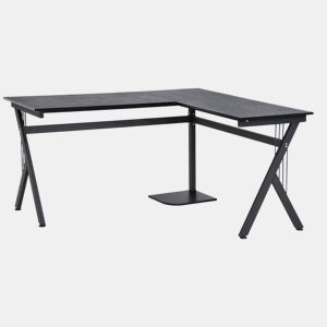 Secretária de PC Computador tipo Secretária para Gabinete - Cor: Preto - MDF E1 e Ferro Revestido a Pó - 155 x 130 x 76 cm