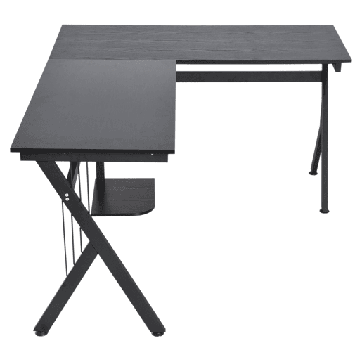 Secretária de PC Computador tipo Secretária para Gabinete - Cor: Preto - MDF E1 e Ferro Revestido a Pó - 155 x 130 x 76 cm Secretária de PC Computador tipo Secretária para Gabinete - Cor: Preto - MDF E1 e Ferro Revestido a Pó - 155 x 130 x 76 cm