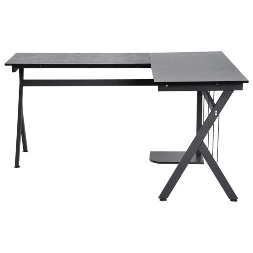 Secretária de PC Computador tipo Secretária para Gabinete - Cor: Preto - MDF E1 e Ferro Revestido a Pó - 155 x 130 x 76 cm Secretária de PC Computador tipo Secretária para Gabinete - Cor: Preto - MDF E1 e Ferro Revestido a Pó - 155 x 130 x 76 cm