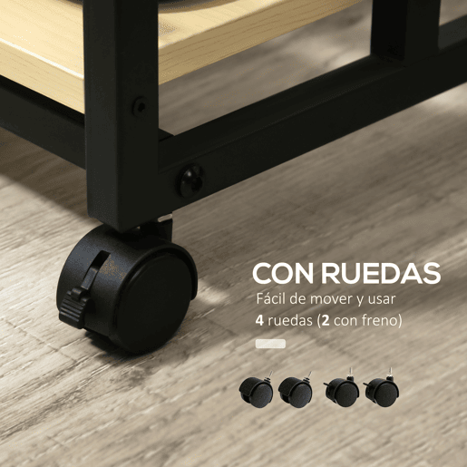 HOMCOM Mesa Auxiliar com Rodas Mesa Lateral em Forma de C para Sofá Cama com 2 Prateleiras e Freios para Dormitório Sala de Estar Estilo Moderno 60x34,5x64,5cm Madeira HOMCOM Mesa Auxiliar com Rodas Mesa Lateral em Forma de C para Sofá Cama com 2 Prateleiras e Freios para Dormitório Sala de Estar Estilo Moderno 60x34,5x64,5cm Madeira