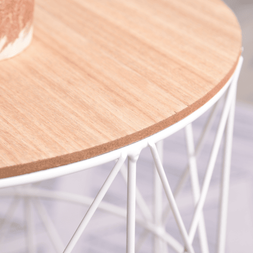 HOMCOM Conjunto de 2 Mesinhas de Café Cestos de Metal Mesa de Apoio Metálica para Sala de estar Sofá Estilo Moderno e Nórdico