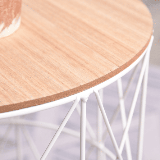 HOMCOM Conjunto de 2 Mesinhas de Café Cestos de Metal Mesa de Apoio Metálica para Sala de estar Sofá Estilo Moderno e Nórdico