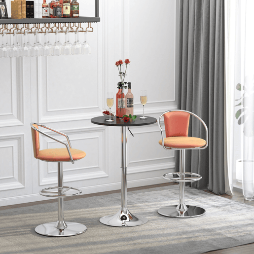 HOMCOM Mesa de bar ajustável em altura com base redonda e antideslizante para cozinha sala de jantar Ø60x69-93 cm Preto