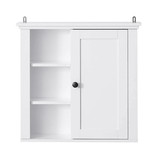 HOMCOM Armário de banheiro multifuncional Armário de parede com economia de espaço com 3 níveis abertos 1 porta Prateleira de sobreposição ajustável 53x14.5x50.5 cm Branco