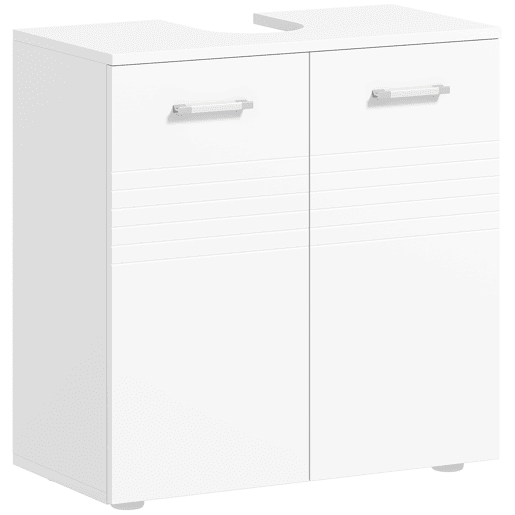 Kleankin Móvel para Lavatório Móvel de Casa de Banho com 2 Portas e Prateleira Interior Ajustável Estilo Moderno 60x30x62,5cm Branco