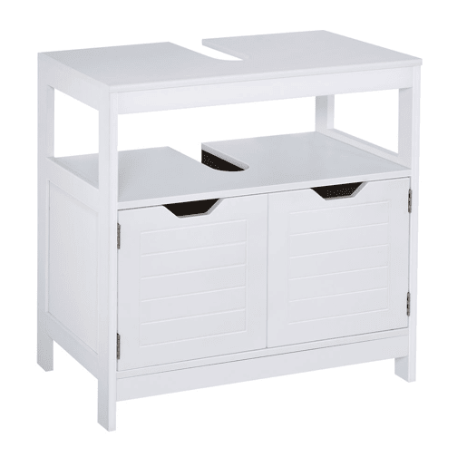 kleankin Armário de banheiro Com prateleira 2 portas de armazenamento Dispositivo anti-ponta Resistente a humidade 60x30x60 cm Branco