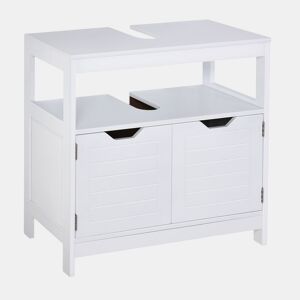 kleankin Armário de banheiro Com prateleira 2 portas de armazenamento Dispositivo anti-ponta Resistente a humidade 60x30x60 cm Branco