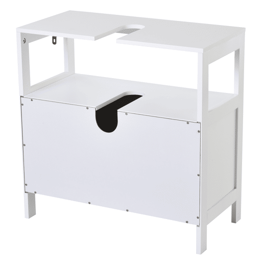 kleankin Armário de banheiro Com prateleira 2 portas de armazenamento Dispositivo anti-ponta Resistente a humidade 60x30x60 cm Branco