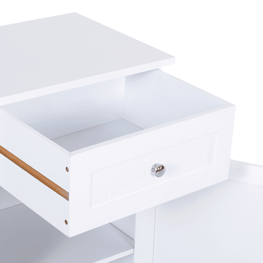 kleankin Armário de Casa de Banho com 1 Gaveta 1 Porta e Prateleira Interior Ajustável Móvel Auxiliar de Armazenamento para Sala de Estar Cozinha 43x34x77cm Branco