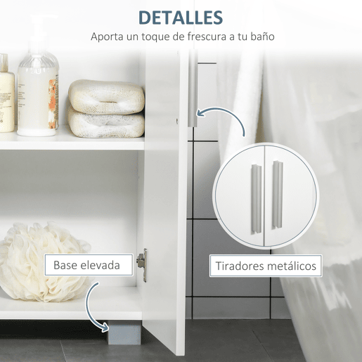 kleanklin Armário de Casa de Banho com 2 Portas e 2 Prateleiras Ajustáveis em 7 Níveis Móvel Auxiliar de Armazenamento para Sala de Estar Cozinha 60x30x80cm Branco kleanklin Armário de Casa de Banho com 2 Portas e 2 Prateleiras Ajustáveis em 7 Níveis Móvel Auxiliar de Armazenamento para Sala de Estar Cozinha 60x30x80cm Branco