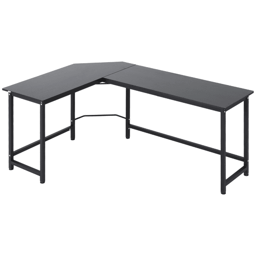 Vinsetto Secretária de Canto Mesa de Computador em Forma de L com Estrutura de Aço 168x120x75cm Preto