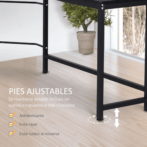 Vinsetto Secretária de Canto Mesa de Computador em Forma de L com Estrutura de Aço 168x120x75cm Preto