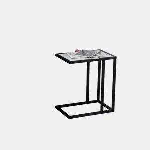 HOMCOM Mesa de Apoio para Sofá Moderno Mesa de Apoio com Imitação de Superfície de Mármore Moldura de Metal Economia de Espaço 45x30x51.5 cm Branco