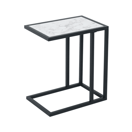 HOMCOM Mesa de Apoio para Sofá Moderno Mesa de Apoio com Imitação de Superfície de Mármore Moldura de Metal Economia de Espaço 45x30x51.5 cm Branco