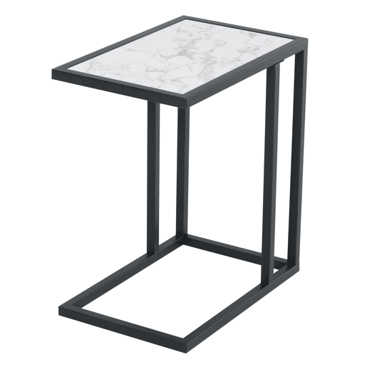 HOMCOM Mesa de Apoio para Sofá Moderno Mesa de Apoio com Imitação de Superfície de Mármore Moldura de Metal Economia de Espaço 45x30x51.5 cm Branco