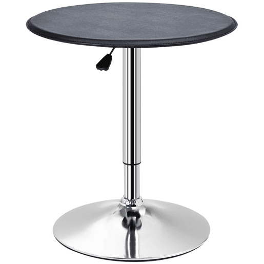 HOMCOM Mesa de Bar Redonda Ajustável em Altura 67-93 cm, Mesa Alta de Bar, Tampo Ø63 cm Giratório 360°, com Base Redonda de Metal Cromado, para Cozinha, Sala de Jantar, Preto HOMCOM Mesa de Bar Redonda Ajustável em Altura 67-93 cm, Mesa Alta de Bar, Tampo Ø63 cm Giratório 360°, com Base Redonda de Metal Cromado, para Cozinha, Sala de Jantar, Preto