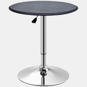HOMCOM Mesa de Bar Redonda Ajustável em Altura 67-93 cm, Mesa Alta de Bar, Tampo Ø63 cm Giratório 360°, com Base Redonda de Metal Cromado, para Cozinha, Sala de Jantar, Preto