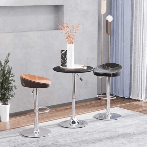HOMCOM Mesa de Bar Redonda Ajustável em Altura 67-93 cm, Mesa Alta de Bar, Tampo Ø63 cm Giratório 360°, com Base Redonda de Metal Cromado, para Cozinha, Sala de Jantar, Preto HOMCOM Mesa de Bar Redonda Ajustável em Altura 67-93 cm, Mesa Alta de Bar, Tampo Ø63 cm Giratório 360°, com Base Redonda de Metal Cromado, para Cozinha, Sala de Jantar, Preto