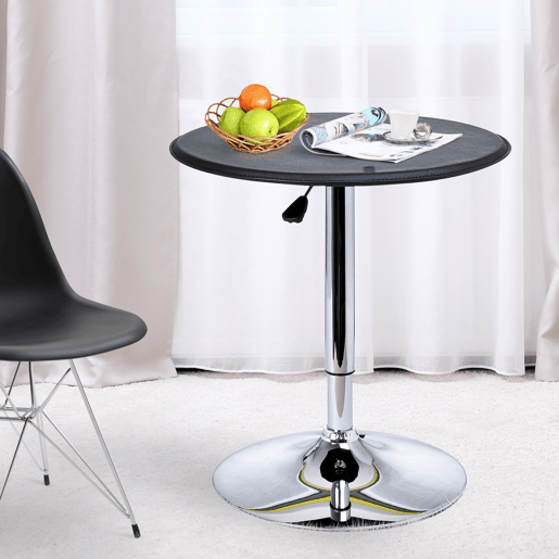 HOMCOM Mesa de Bar Redonda Ajustável em Altura 67-93 cm, Mesa Alta de Bar, Tampo Ø63 cm Giratório 360°, com Base Redonda de Metal Cromado, para Cozinha, Sala de Jantar, Preto HOMCOM Mesa de Bar Redonda Ajustável em Altura 67-93 cm, Mesa Alta de Bar, Tampo Ø63 cm Giratório 360°, com Base Redonda de Metal Cromado, para Cozinha, Sala de Jantar, Preto