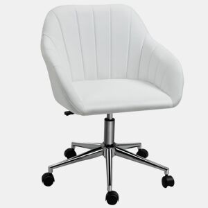 Vinsetto Cadeira de Escritório Operativa Giratória com Altura Ajustável Encosto e Apoio para os Braços de Pele Sintética Carga 120kg 60x59x79-89cm Branco