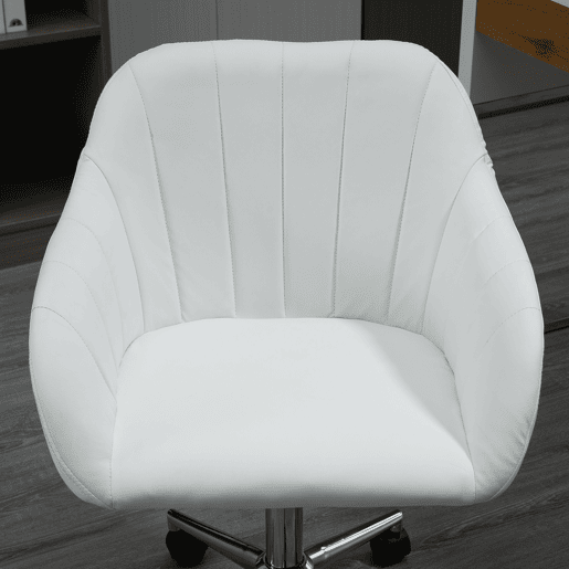Vinsetto Cadeira de Escritório Operativa Giratória com Altura Ajustável Encosto e Apoio para os Braços de Pele Sintética Carga 120kg 60x59x79-89cm Branco