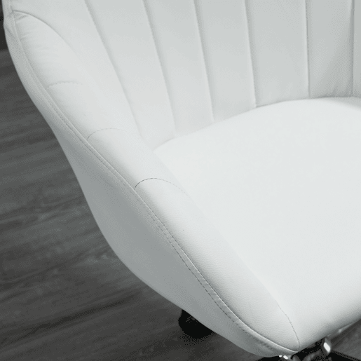 Vinsetto Cadeira de Escritório Operativa Giratória com Altura Ajustável Encosto e Apoio para os Braços de Pele Sintética Carga 120kg 60x59x79-89cm Branco