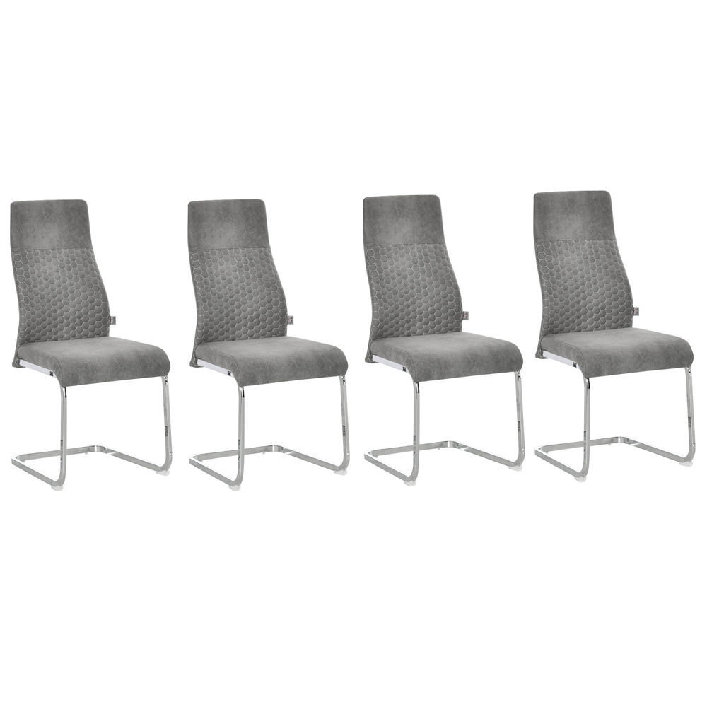 Set 4 Sillas Comedor Poliéster, Espuma y Metal HOMCOM