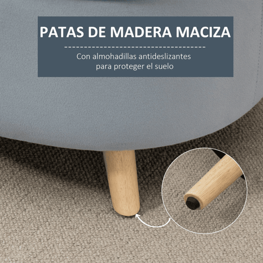 HOMCOM Otomano Puff Estofado em Veludo Acolchoado Banco de Armazenamento com Tampa Removível e Pés de Madeira para Dormitórios Sala de Estar Corredor 71x51,5x42 Cinza