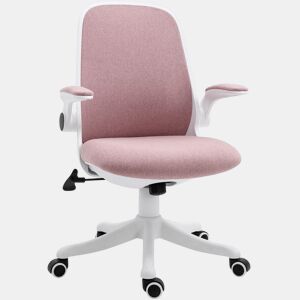Vinsetto Cadeira de Escritório Giratória Função de Inclinação Altura Ajustável Ergonômica com Apoio de Braço Elevavel Carga 120 kg 62,5x60x94-104cm Rosa
