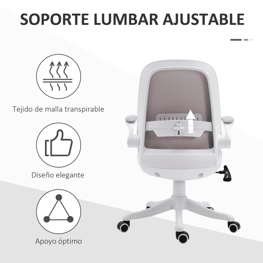 Vinsetto Cadeira de Escritório Giratória Função de Inclinação Altura Ajustável Ergonômica com Apoio de Braço Elevavel Carga 120 kg 62,5x60x94-104cm Rosa