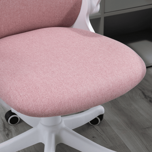 Vinsetto Cadeira de Escritório Giratória Função de Inclinação Altura Ajustável Ergonômica com Apoio de Braço Elevavel Carga 120 kg 62,5x60x94-104cm Rosa