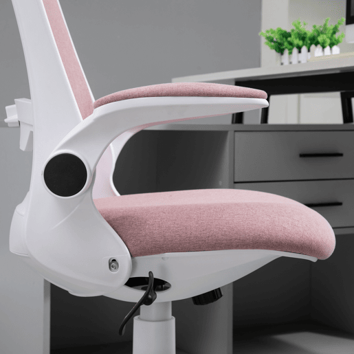 Vinsetto Cadeira de Escritório Giratória Função de Inclinação Altura Ajustável Ergonômica com Apoio de Braço Elevavel Carga 120 kg 62,5x60x94-104cm Rosa