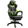 Vinsetto Cadeira de escritorio gaming ergonômica Altura ajustável Reclinável Encosto com apoio para pés Encosto de cabeça Almofada lombar Rodas 65x70x118,5-126,5 cm Verde e Preto