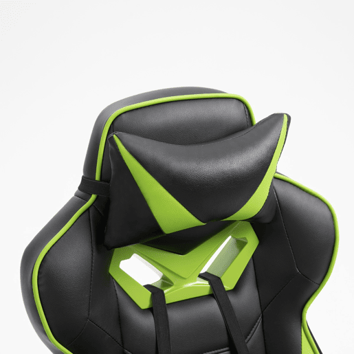 Vinsetto Cadeira de escritorio gaming ergonômica Altura ajustável Reclinável Encosto com apoio para pés Encosto de cabeça Almofada lombar Rodas 65x70x118,5-126,5 cm Verde e Preto