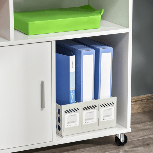 HOMCOM Móvel Auxiliar de Escritório Móvel Arquivador com Rodas Prateleiras Gaveta e Armário Multiuso com Grande Armazenamento 100x35x65cm Branco